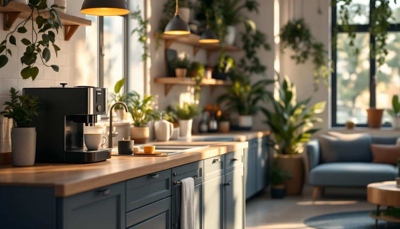 A bright and inviting coworking kitchen and lounge area